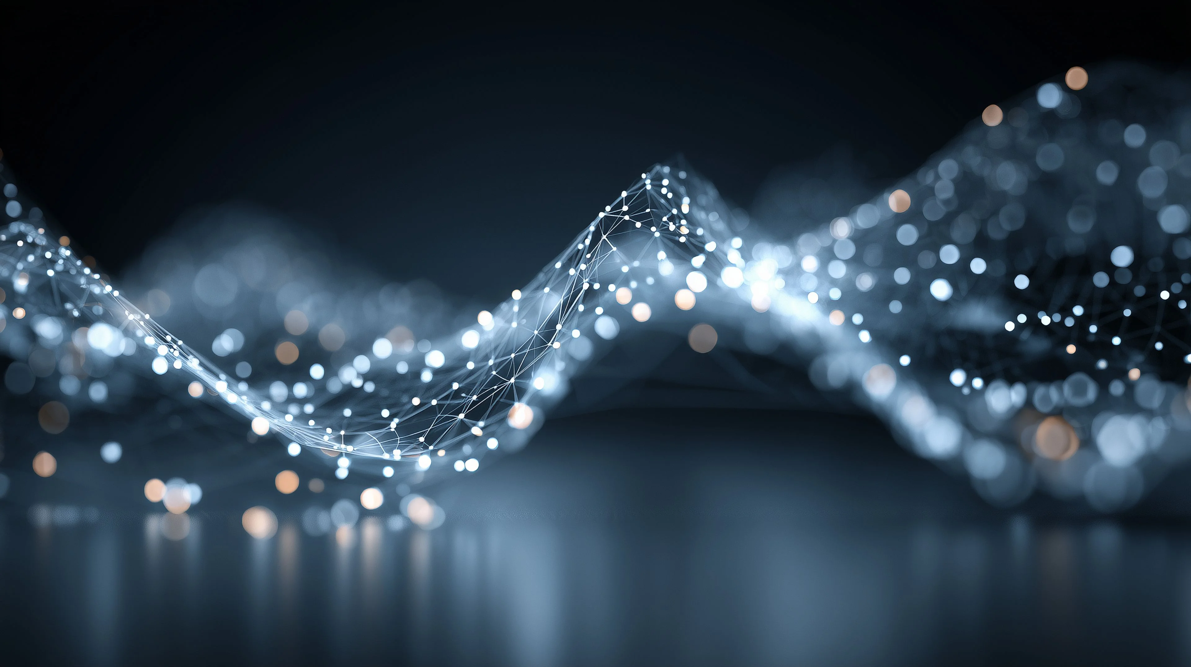 Abstract data network visualisation representing artificial intelligence and machine learning concepts
