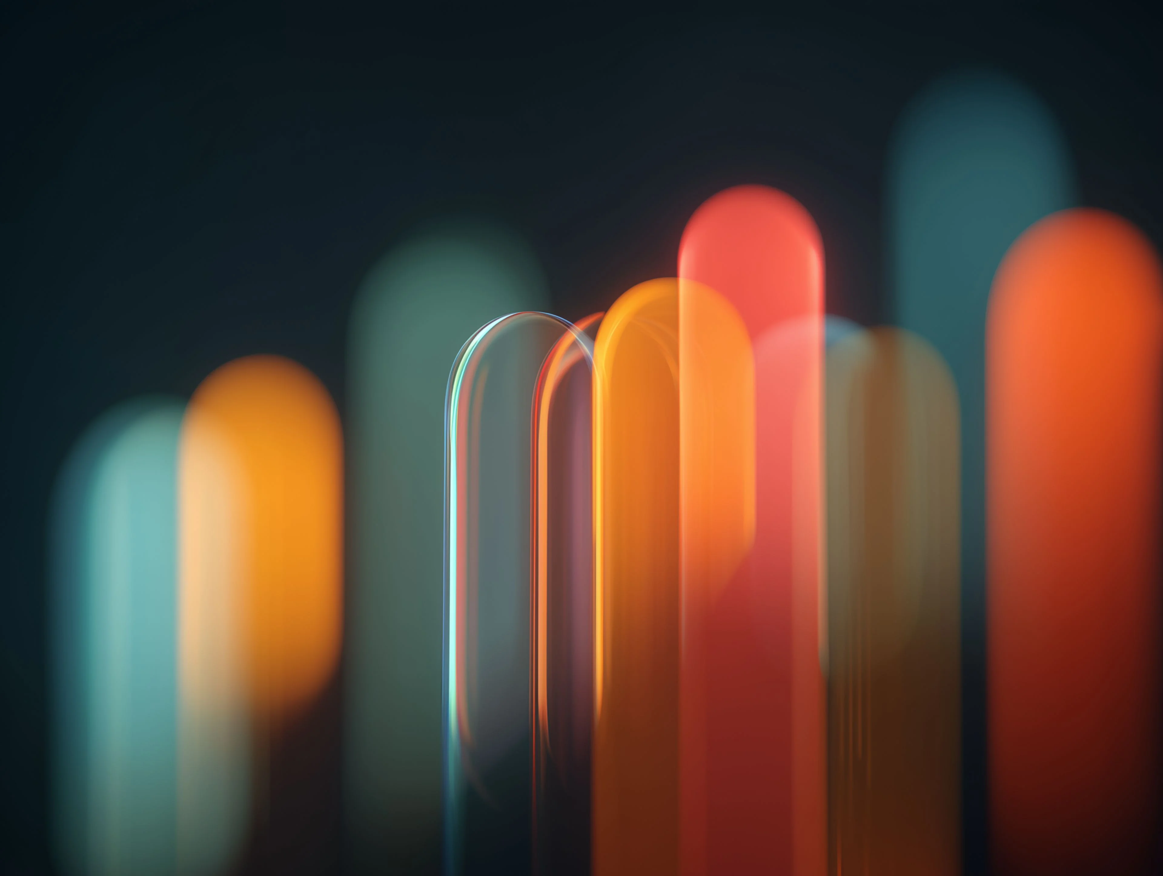 Abstract glowing data pillars representing AI detection algorithms analysing text patterns and statistical distributions